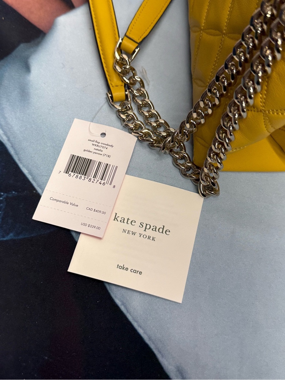 (new+tag) Kate Spade Natalia Quilted Chain Shoulder Bag /Crossbody Golden Yellow - Picture 4 of 14